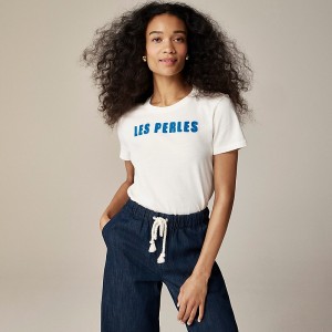 Women's J.Crew Classic-fit "Les perles" graphic T-shirts Le Pearl USA FCPIHZJ64